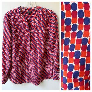 Talbots women’s abstract brushstroke v neck long sleeved blouse